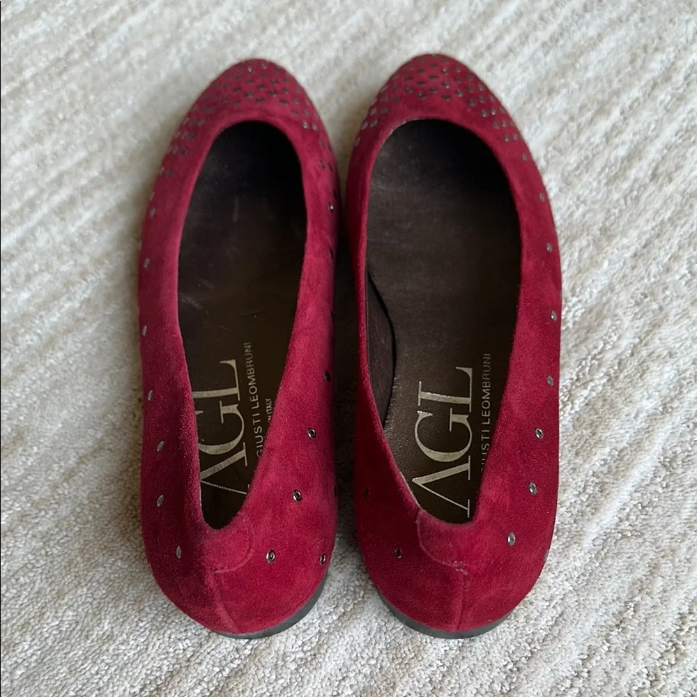 AGL Attilio Giusti Leombroni Suede Grommet Studded Ballet Flats Siz US 9 | EU 39